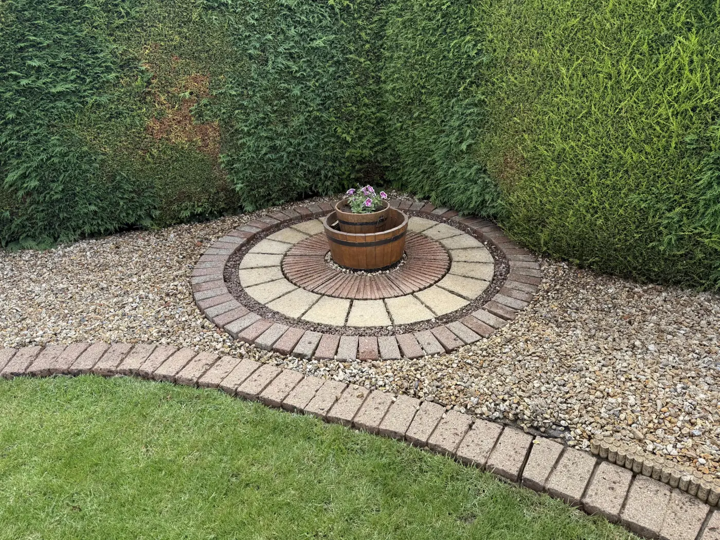 Clean decorative paving in a residential garden