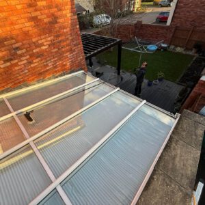 Cleaning conservatory roof and frames at residential property