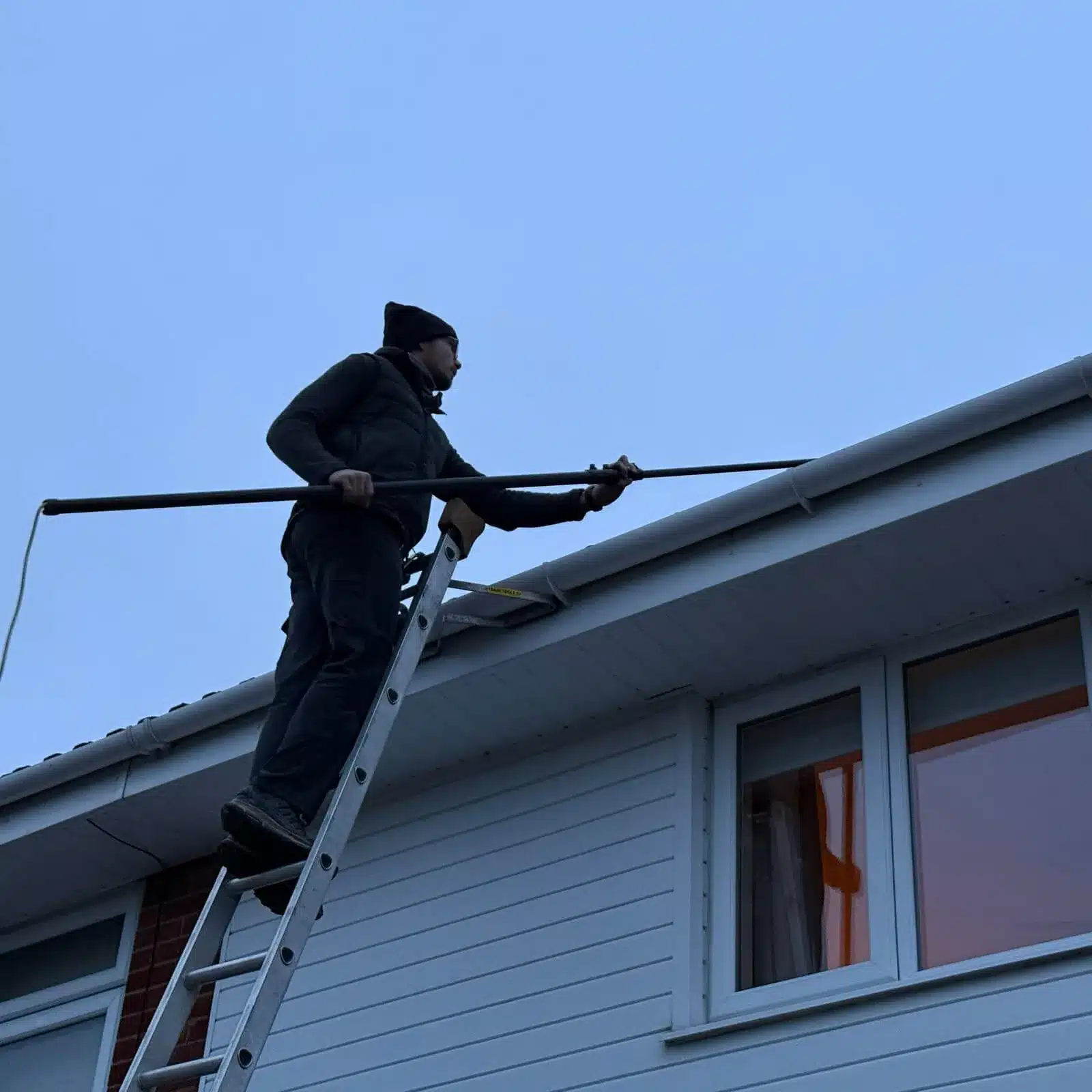 On-site window cleaning service in progress