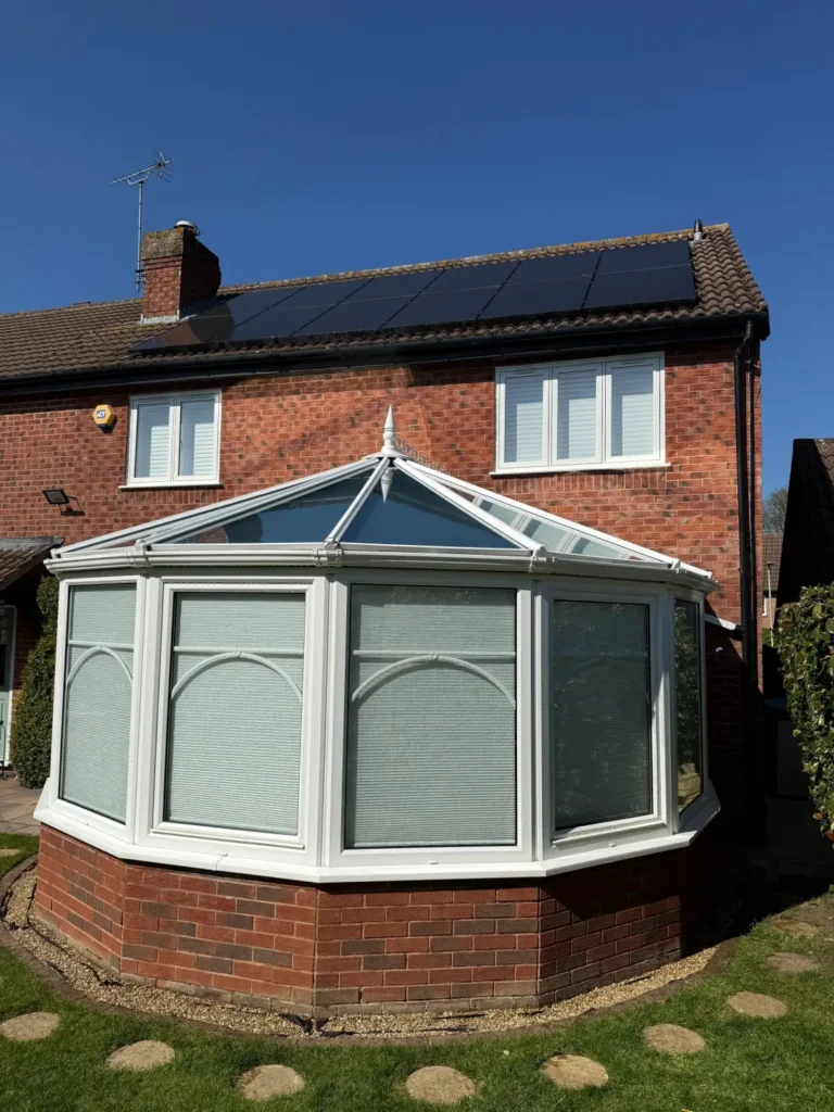 Roof-mounted solar panels on a residential property in Gloucestershire
